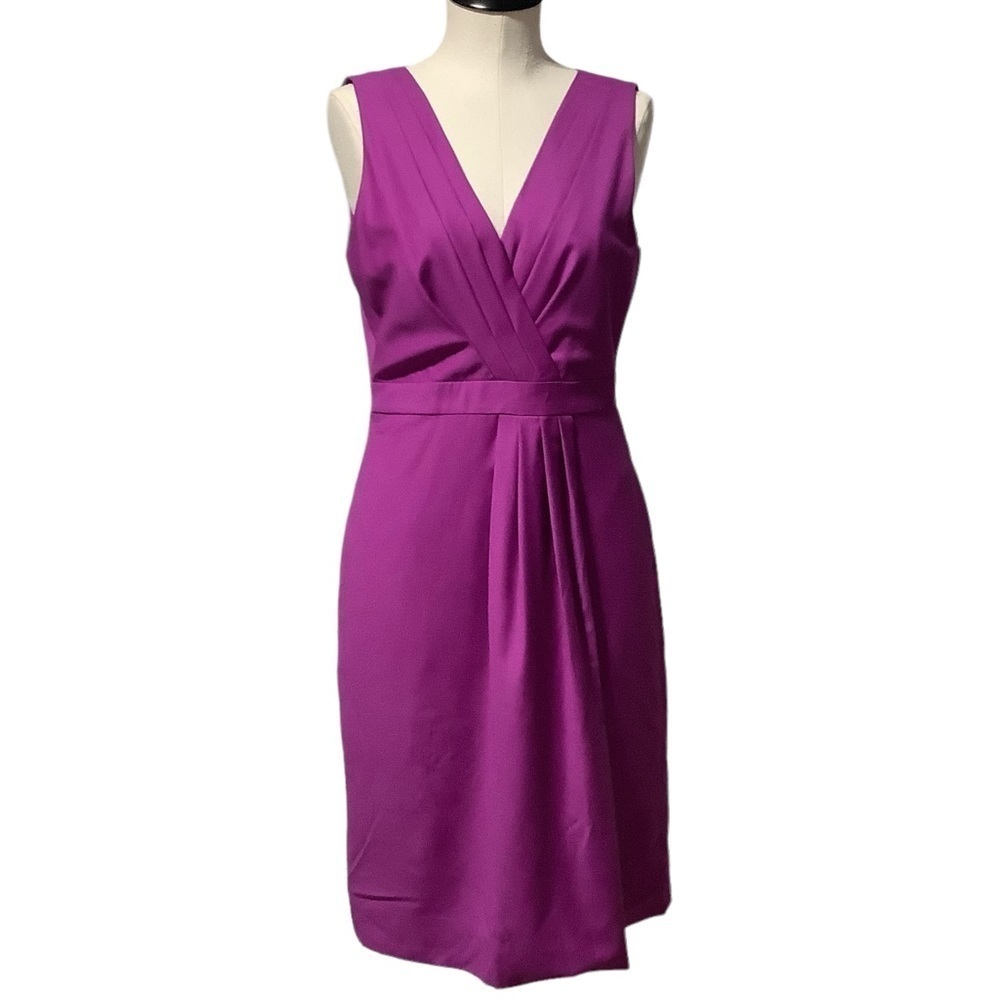 J. CREW Magenta Lightweight Wool Faux Wrap Cocktail Dress Size 6